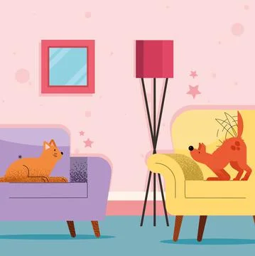 Cats mascots in sofas Stock-Illustration