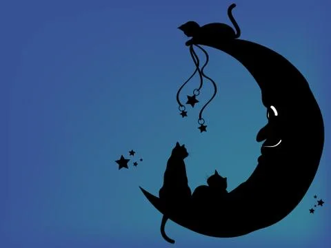 Cats on the Moon Illustrazione stock