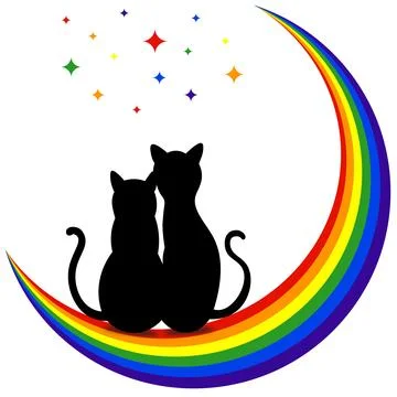 Cats on the moon Pride pattern Stock Illustration