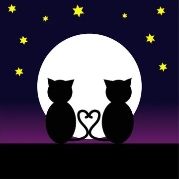 Cats in the night Stock Illustration