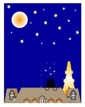 Cats in paris vector Stock Illustration