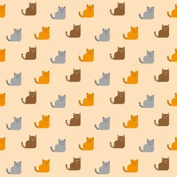 Cats pattern on beige background Stock Illustration