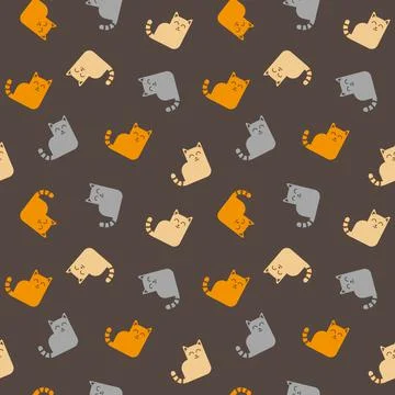 Cats pattern on brown background Stock Illustration
