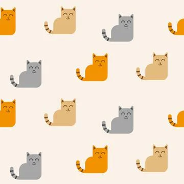 Cats pattern on ivory background Stock Illustration