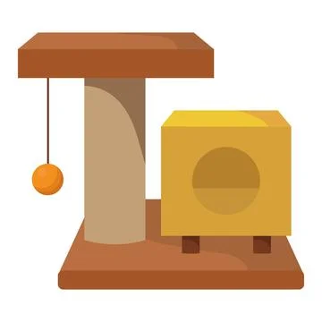 A cat's scratching post with a house. vector isolated illustration Stock Illustration