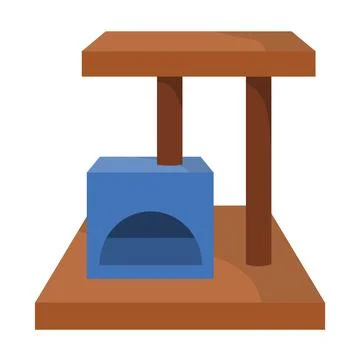 A cat's scratching post with a house. vector isolated illustration Stock Illustration