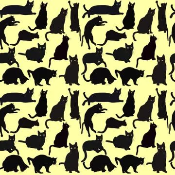 Cats seamless background Stock Illustration
