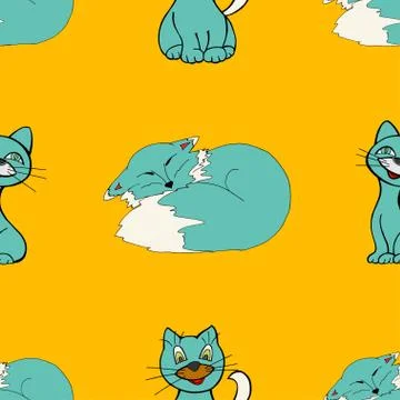 Cats seamless pattern Illustrazione stock