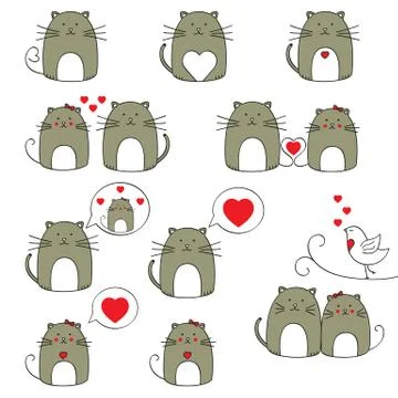 Cats set Stock Illustration