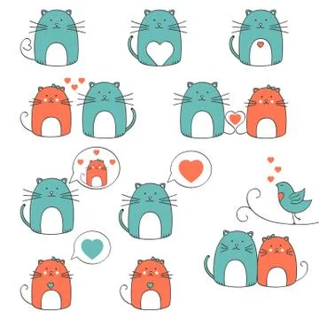 Cats set Stock Illustration