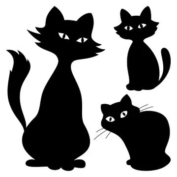 Cats, silhouette, set Stock-Illustration