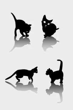 Cats silhouettes Illustrazione stock