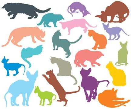 Cats silhouettes Stock Illustration