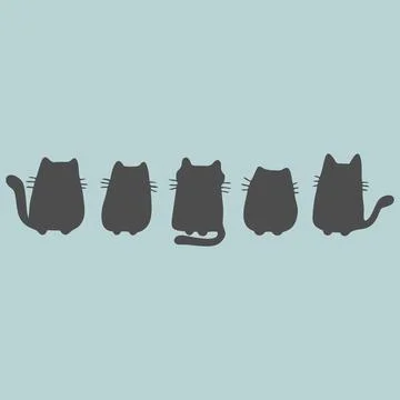 Cats sit in a row Stock Illustration