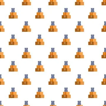 Cats sitting on cardboard boxes seamless pattern Stockillustratie