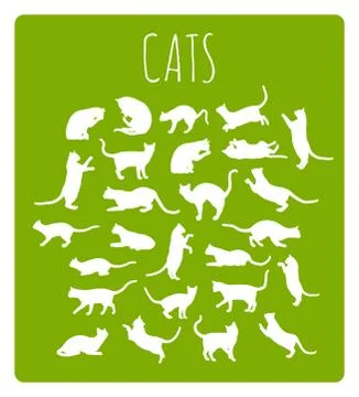 Cats In Various Poses Stock Illustration