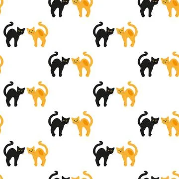 Cats. Vector seamless pattern Stock Illustration