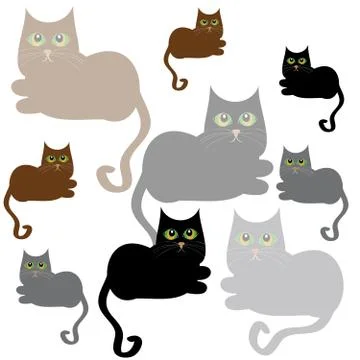 Cats on white background Stock Illustration