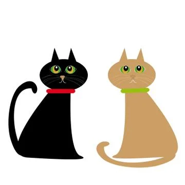 Cats on white background Stock Illustration
