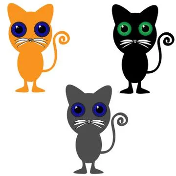 Cats on white background Stock Illustration