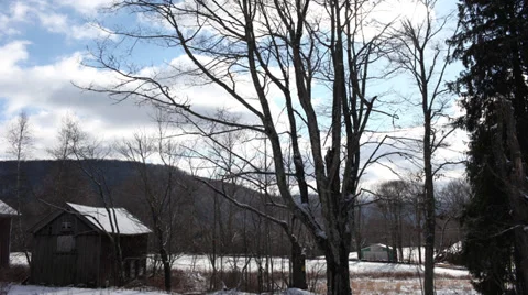 Catskills Barn &amp; Clouds UHD Video stock 36807547