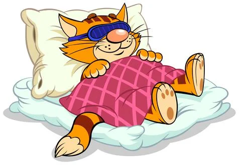 Cat Sleeping Under Blanket Stock Illustration