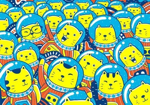 Catstronauts Vector Stock Illustration