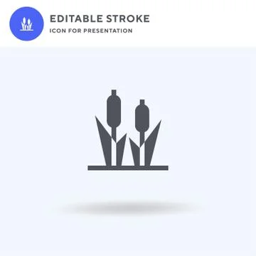 Cattail icon vector, filled flat sign, solid pictogram isolated on white, log Stock Illustration