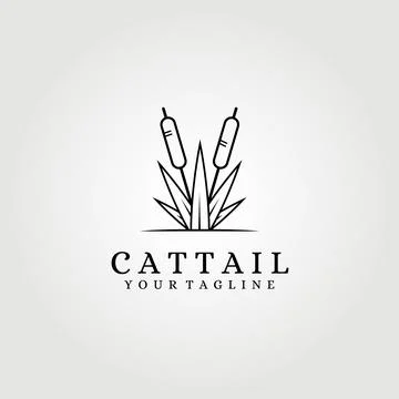 Cattail logo cattails vector illustration design graphic template monoline co Illustrazione stock