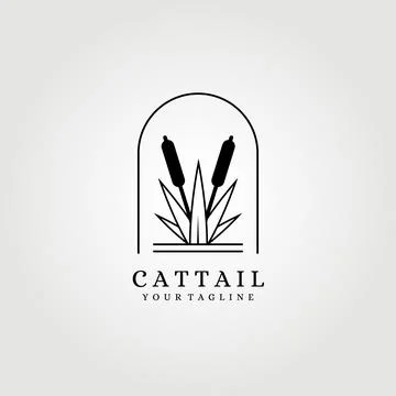 Cattail logo cattails vector illustration design graphic template clever desi Stock Illustration