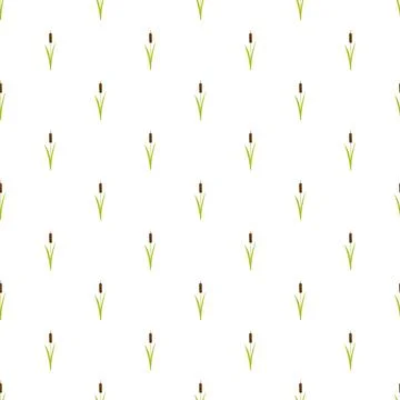 Cattail plants creating repeating aquatic seamless pattern Stock Illustration