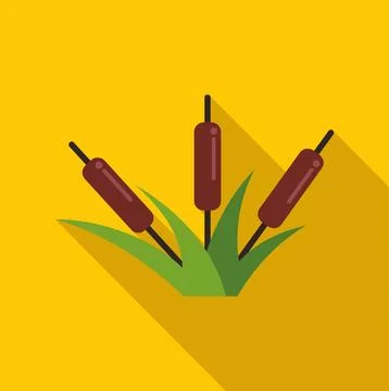 Cattail plants growing in marsh flat icon Stock Illustration