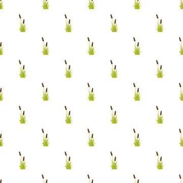Cattail plants seamless pattern creating wetland background Stock Illustration