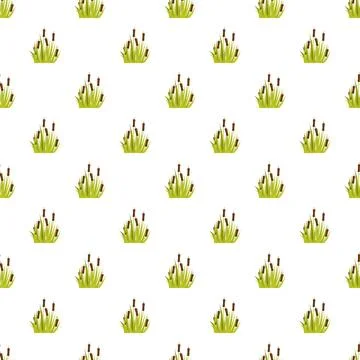 Cattail plants seamless pattern wallpaper background Stock Illustration