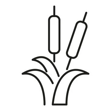Cattail plants standing in a marsh icon Stock Illustration