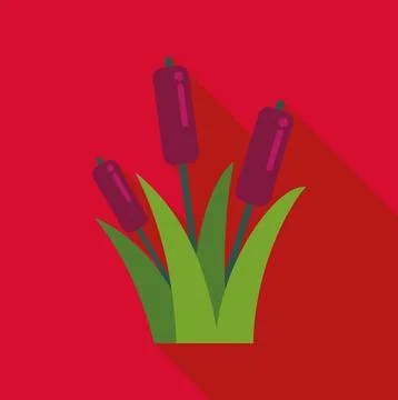 Cattail plants standing in simple flat design Stock Illustration