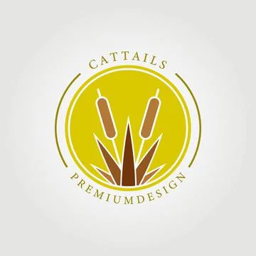 Cattails logo cattail vector illustration design graphic template coloring co Stock Illustration
