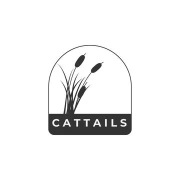 Cattails logo line art vector illustration template design Stock Illustration