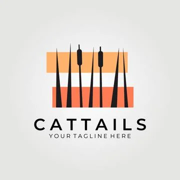 Cattails logo vector illustration design , background wallpaper Stock Illustration