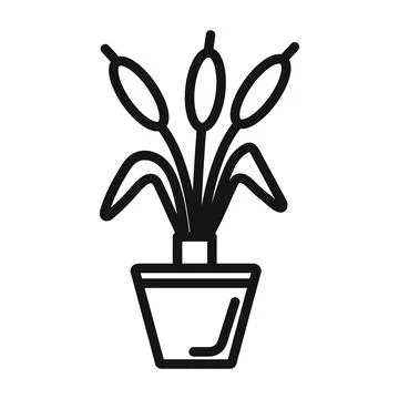Cattails in pot icon mark in filled style Stock Illustration