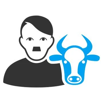 Cattle Farmer Flat Vector Icon Stock Illustration