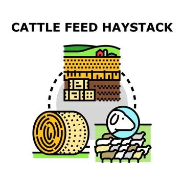 Cattle feed haystack harvest production concept Stockillustratie