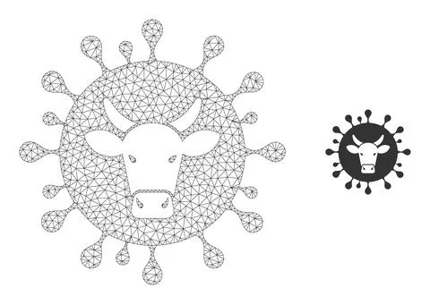 Cattle Flu Virus Vector Mesh Network Model Stock Illustration