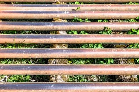 A cattle grid preventing animals from leaving a field Stock Photos