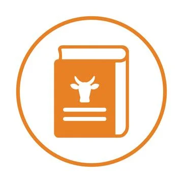 Cattle learning book icon. Orange color. Stock Illustration
