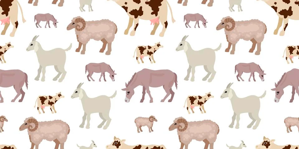 Cattle. Seamless pattern. Farm animals. Vector illustration Illustrazione stock