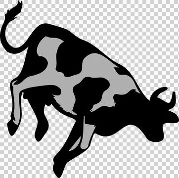 Cattle shape is jumping in flat style with thick outline and grey patches, Stock Illustration