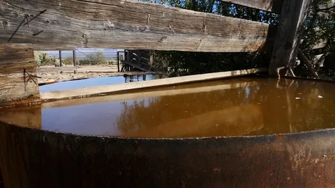 A cattle tank in a ranch corral Stock Footage 72166540