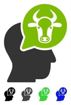 Cattle Thinking Person Flat Icon 스톡 일러스트
