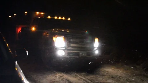 Cattle Trailer with Bison Driving through Snow on Fort Peck Indian Reservation Stock Footage 121074677